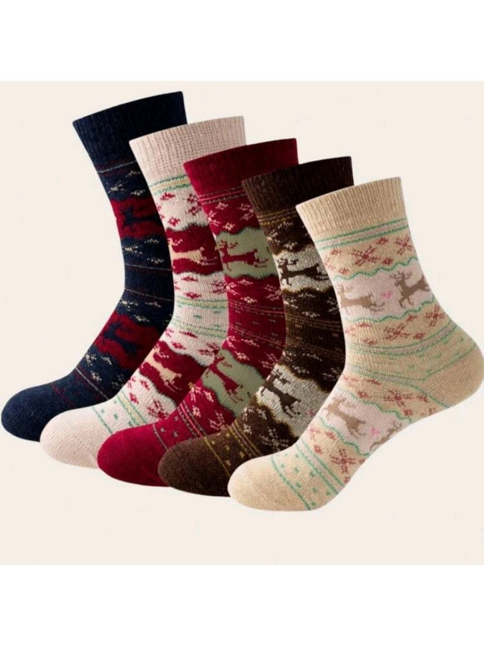 New 5 Pairs Women's Autumn/Winter socks reindeer pattern